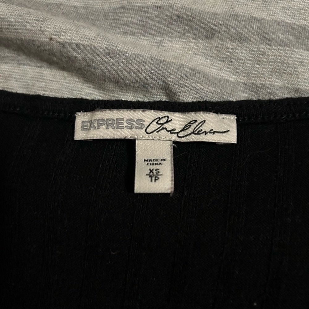 Express Black Ribbed Wrap Blouse - image 3